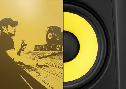 krk poster and iconic yellow speaker cone