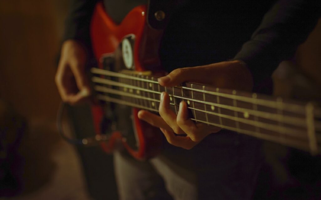 Bass guitar practice rehearsal