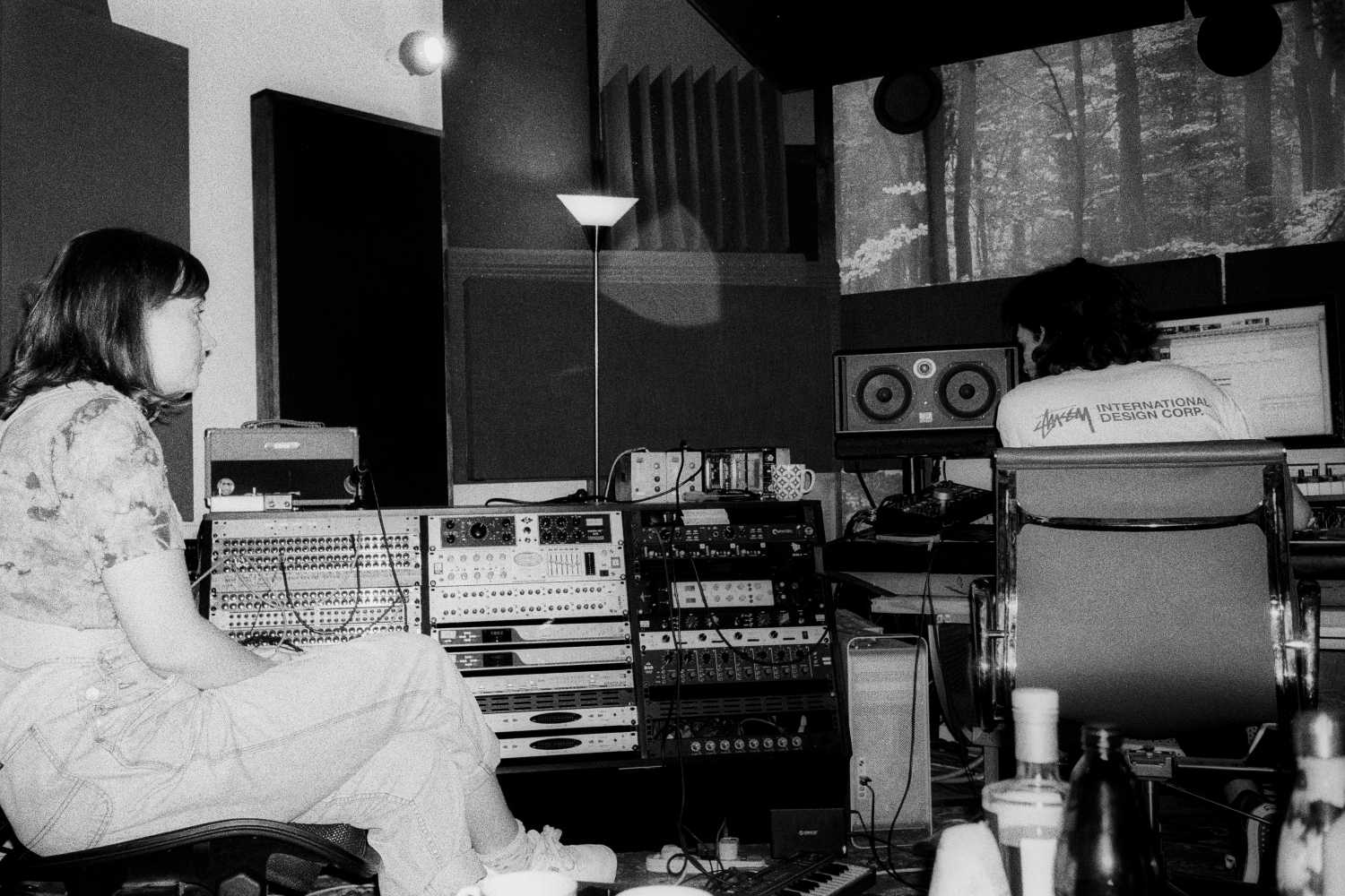asha jefferies and aidan hogg in a recording studio
