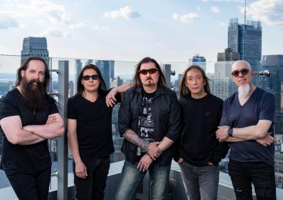 Dream Theater band standing on a balcony