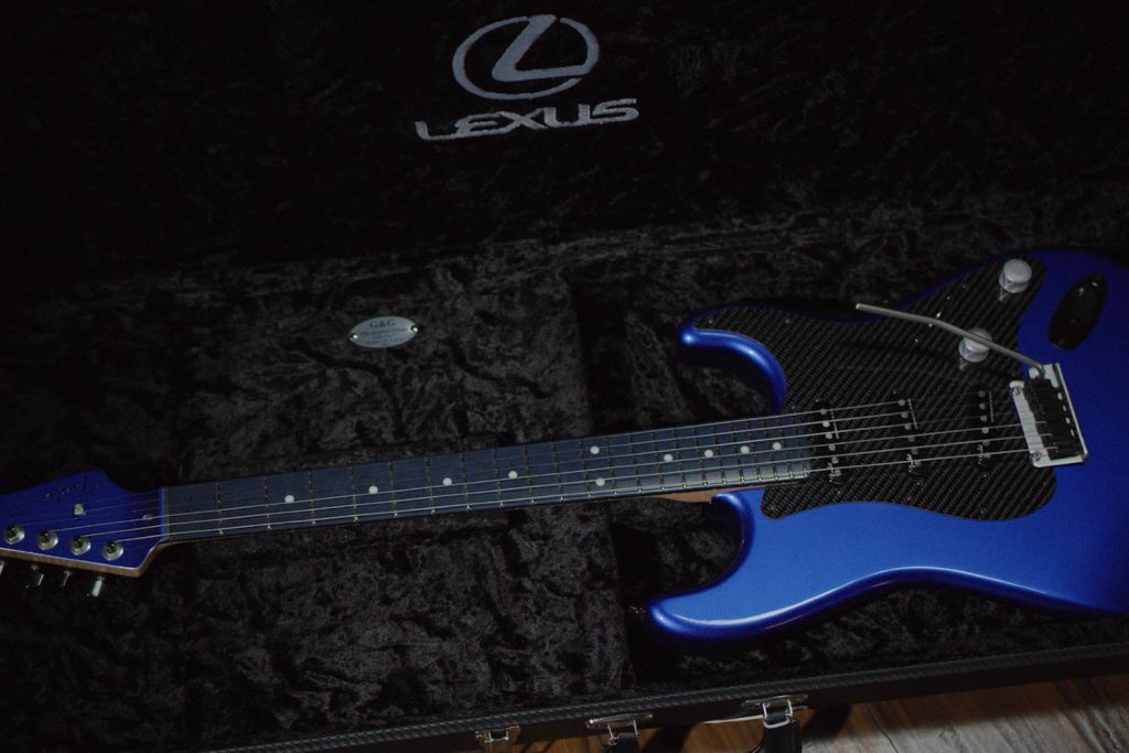 Fender Lexus LC Stratocaster inside open case