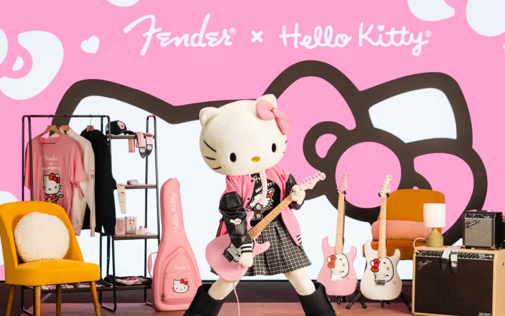 Hello Kitty is known for empowering self-expression and embracing individuality, and this collaboration transcends generations with her cute and colorful aesthetic merged with Fender's sonic innovation and brand legacy