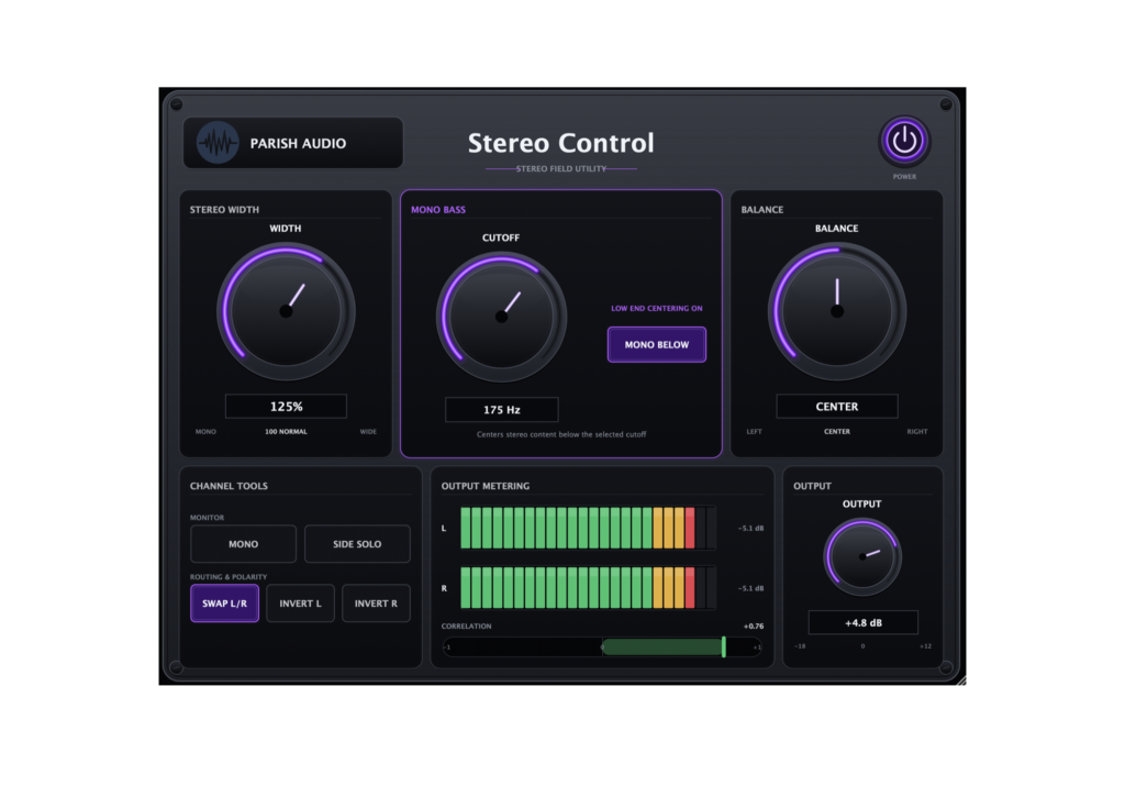 Parish Audio Stereo Control stereo imaging free plugin